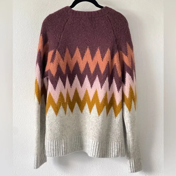 Madewell Womens Fair Isle Sweater Chevron Wool Alpaca Stretch Knit Size Medium - Picture 5 of 10